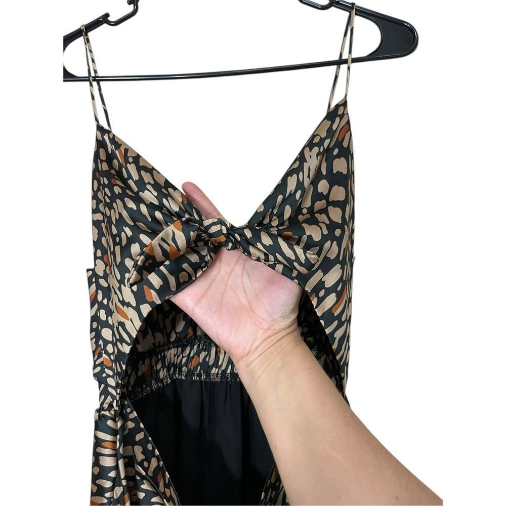 Vici Tie Front Cutout Midi Dress Modern Geometric Cheetah Print Size‎ Small - Picture 6 of 8